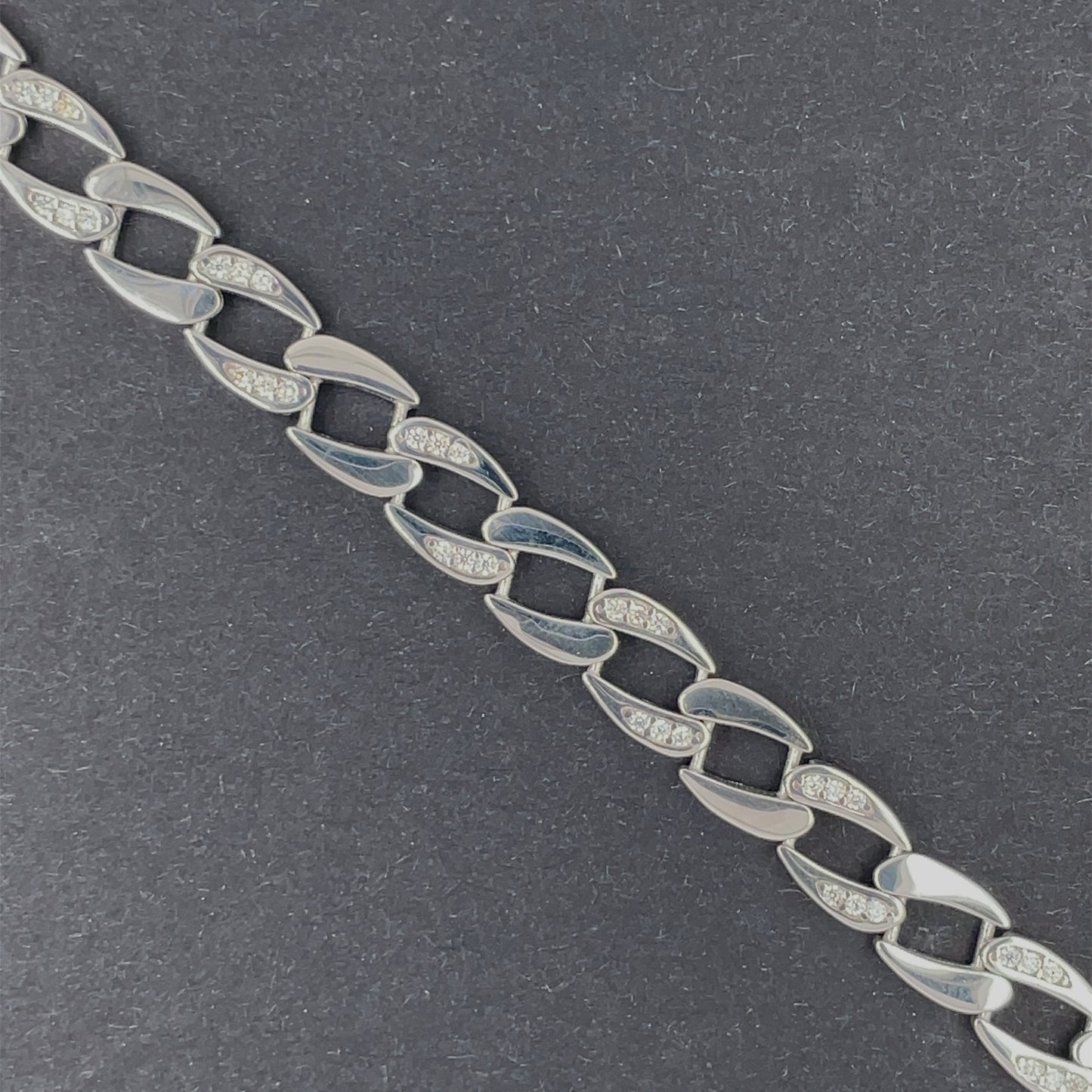 Sterling Silver Italian CZ Open Curb Bracelet TOK496B