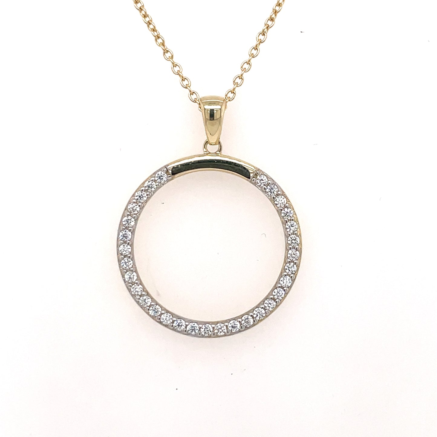 9ct Gold Circle CZ Pendant GPZ410