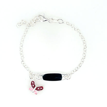 Sterling Silver Child's Identity Bracelet Butterfly TZ256