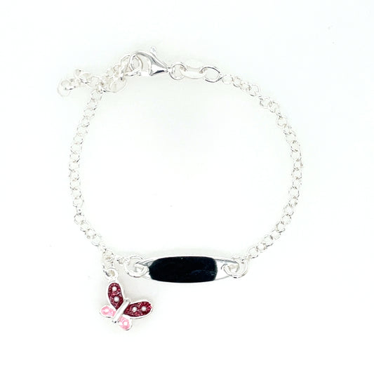 Sterling Silver Child's Identity Bracelet Butterfly TZ256