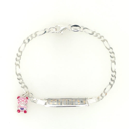 Sterling Silver Child's Identity Bracelet Teddy TZ259