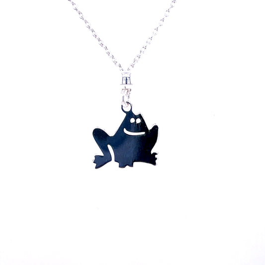 Silver Kids Frog Pendant 14 inch chain TZ326