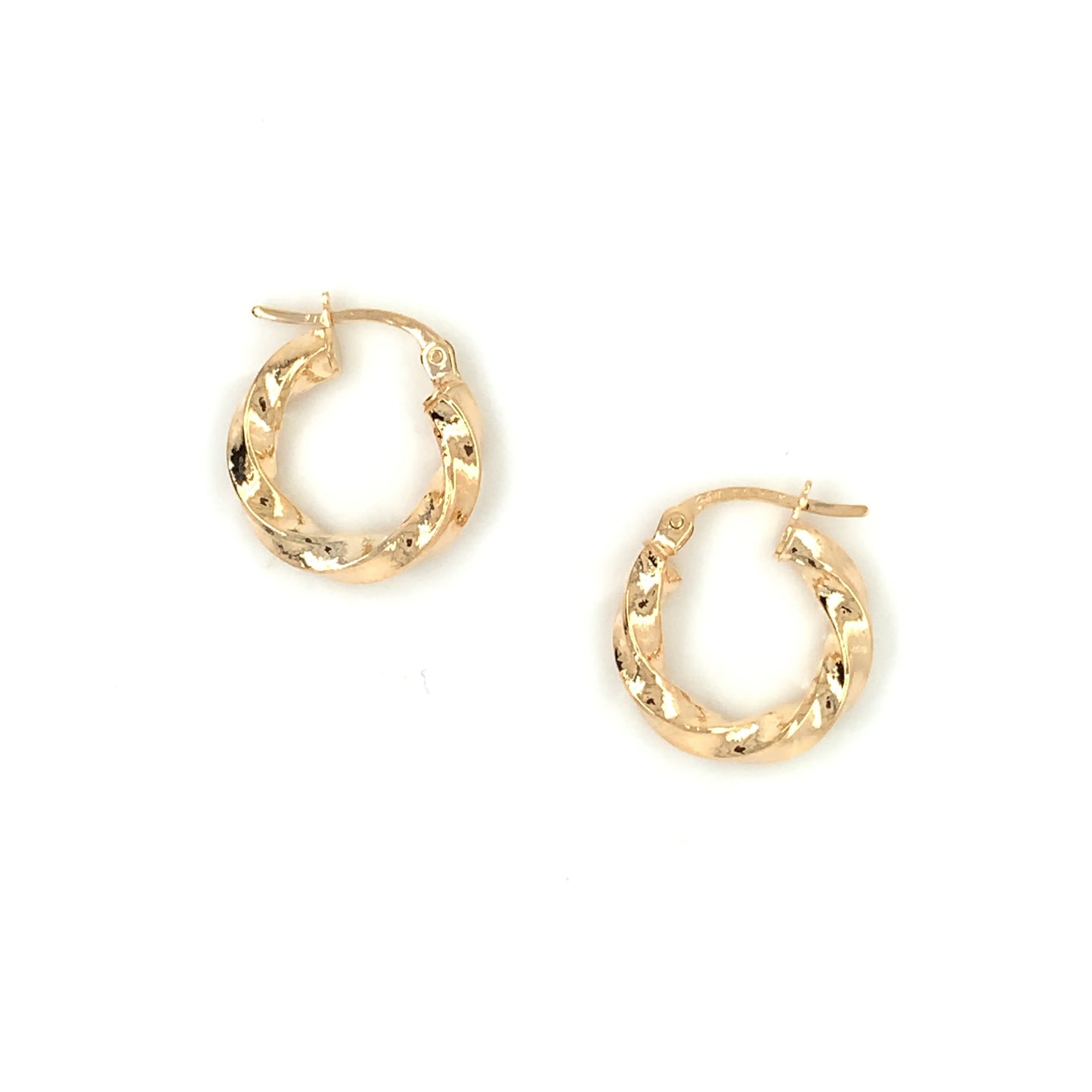 9ct Gold 15mm Twist Hoop Earrings GE954