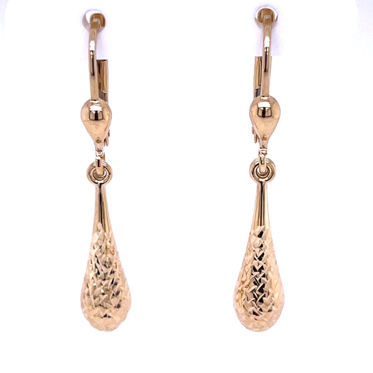 9ct Gold Diamond-cut Teardrop Earrings GE1013