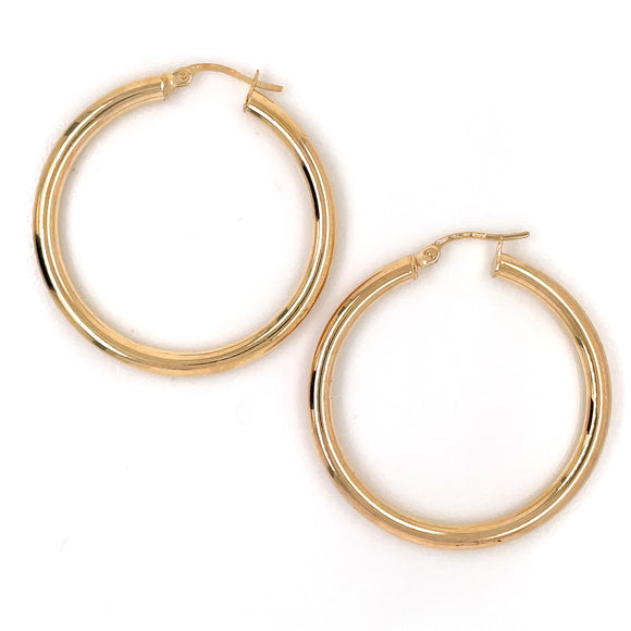 9ct Gold 30mm Hoop Earrings GE942