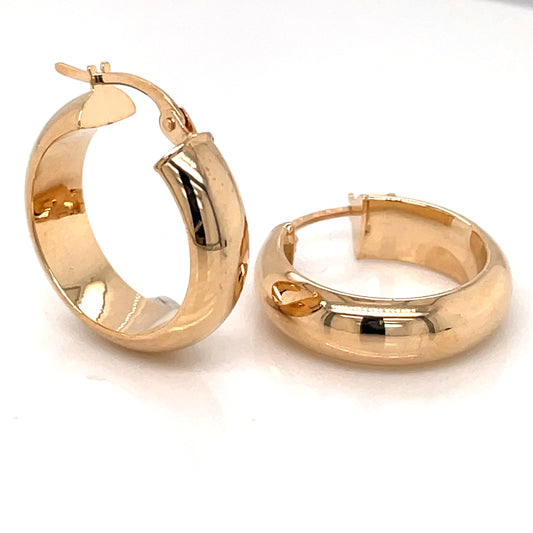 9ct Gold 15mm Wedding Band Hoop Earrings GE943