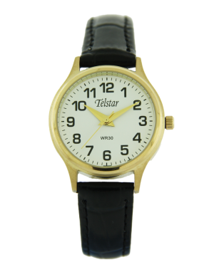 Telstar Women's Gold Black Strap Watch W1035 LYX