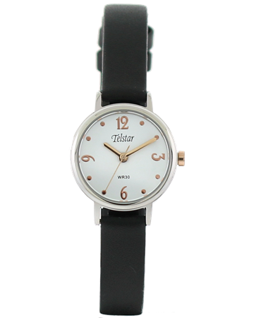 Telstar Women's Silver Black Strap Watch W1096 LSW