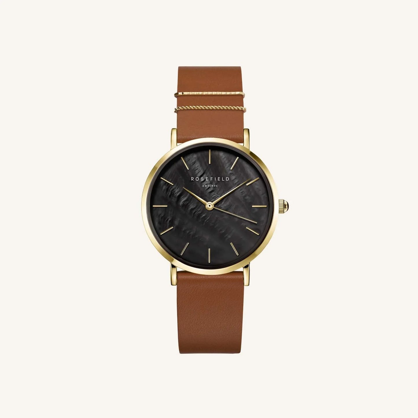 Rosefield West Village Black Cognac Watch WBCLG W96