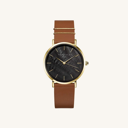 Rosefield West Village Black Cognac Watch WBCLG W96
