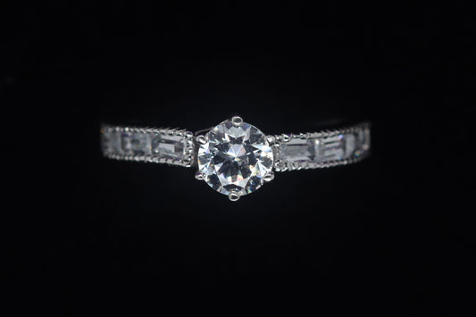 9ct White  Gold Classic CZ Solitaire Ring WRZ020