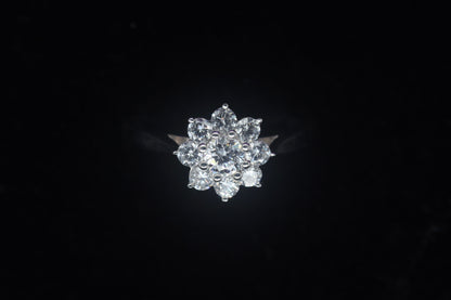 9ct White Gold CZ Starry Cluster Ring WRZ047