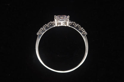 9ct White  Gold Princess CZ Solitaire Ring WRZ089