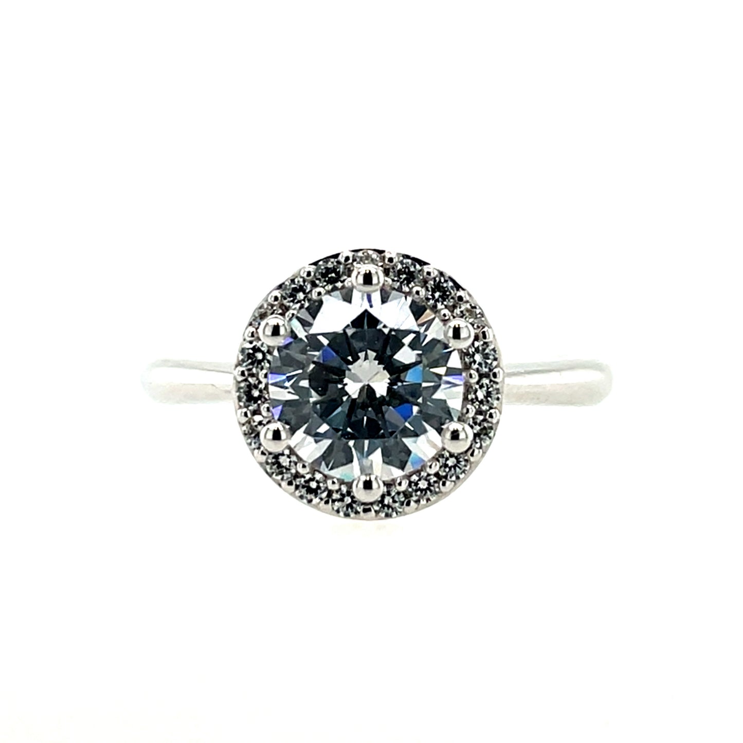 9ct White Gold CZ Round Halo Cocktail Ring WRZ113