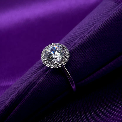 9ct White Gold CZ Round Halo Cocktail Ring WRZ113