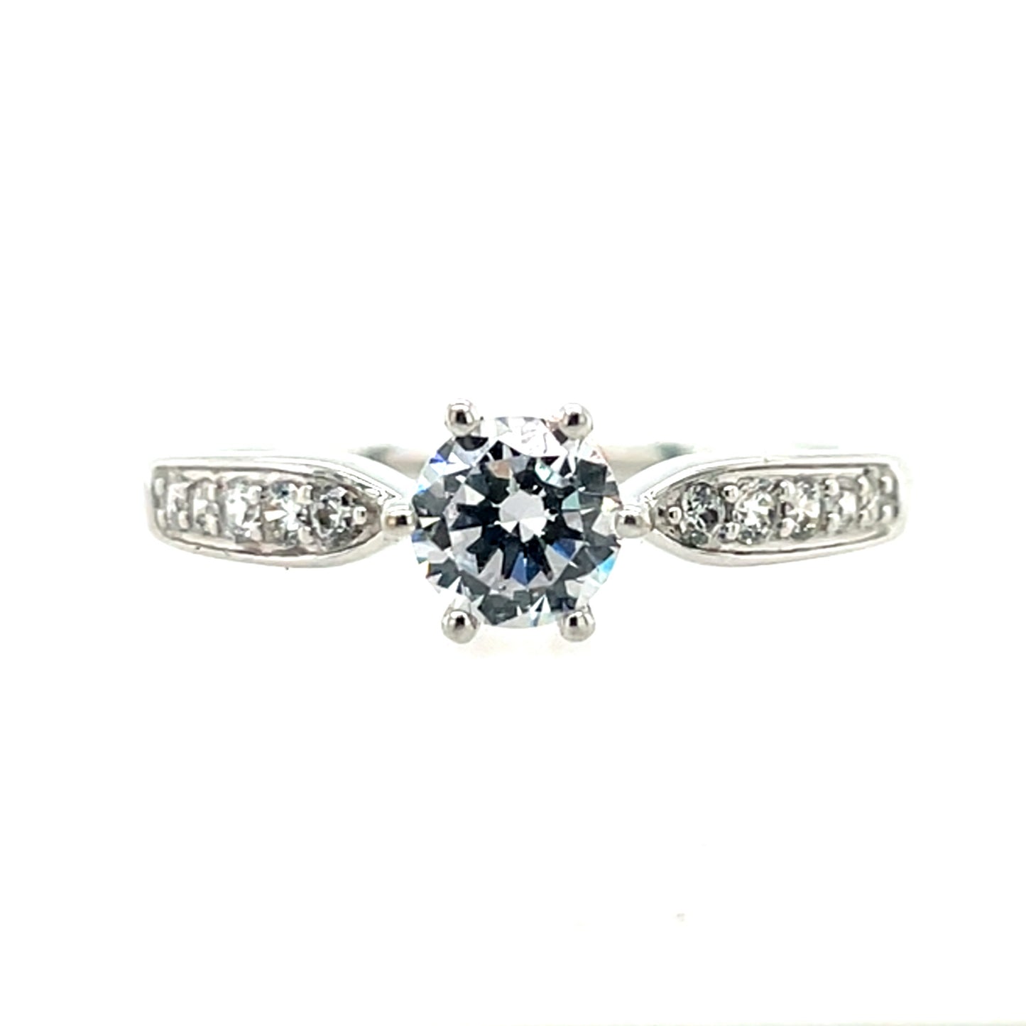 9ct White Gold CZ Solitaire Ring WRZ133
