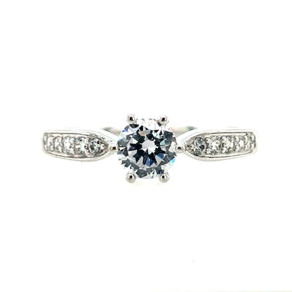 9ct White Gold CZ Solitaire Ring WRZ133
