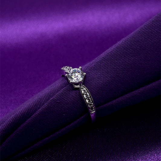 9ct White Gold CZ Solitaire Ring WRZ133