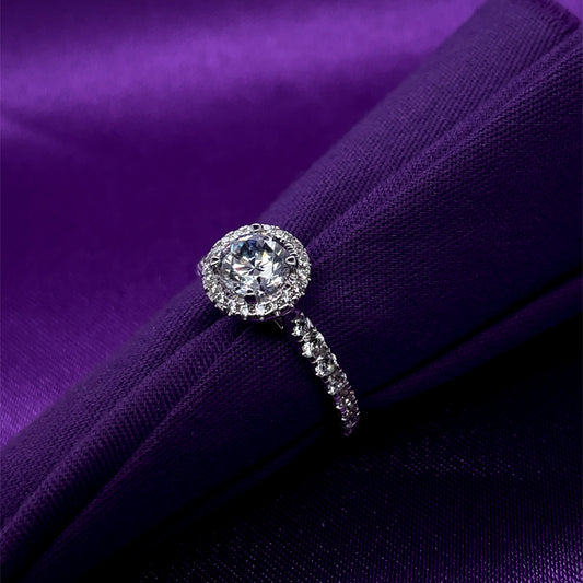 9ct White Gold CZ Round Halo Ring WRZ139