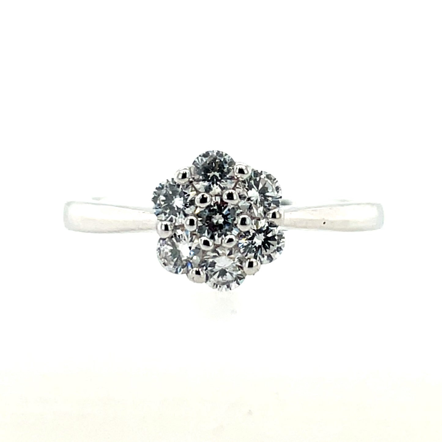 9ct White Gold CZ Floral Cluster Ring WRZ144