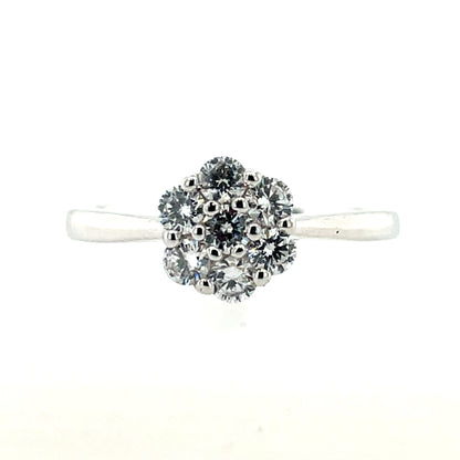 9ct White Gold CZ Floral Cluster Ring WRZ144