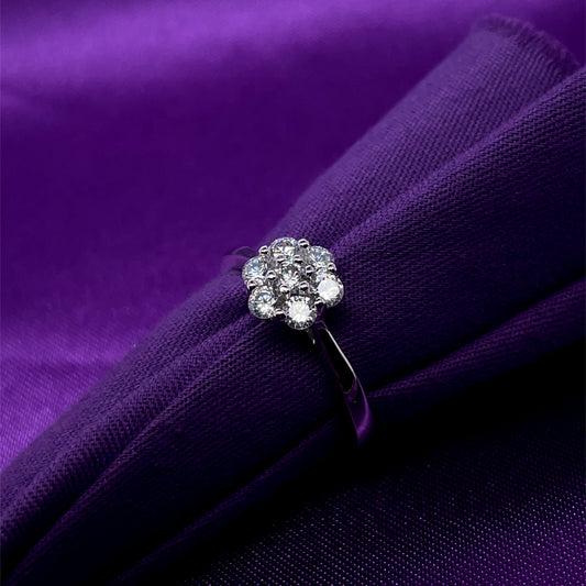 9ct White Gold CZ Floral Cluster Ring WRZ144