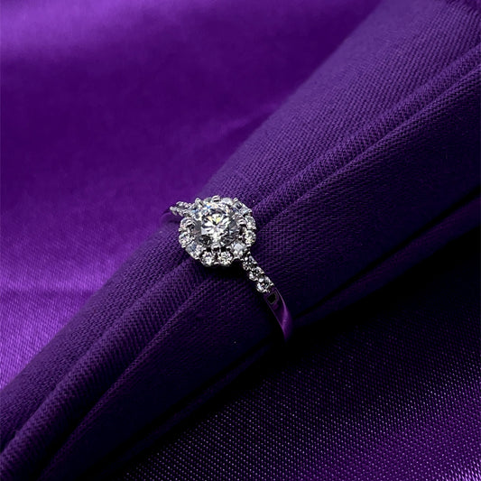 9ct White Gold CZ Round Halo Ring WRZ153
