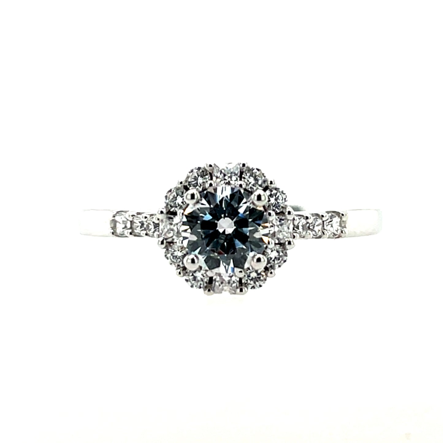 9ct White Gold CZ Round Halo Ring WRZ153
