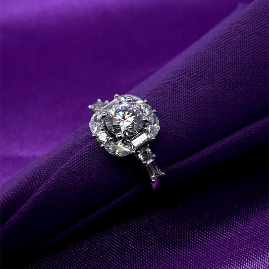 9ct White Gold CZ Large Cushion Ring WRZ158