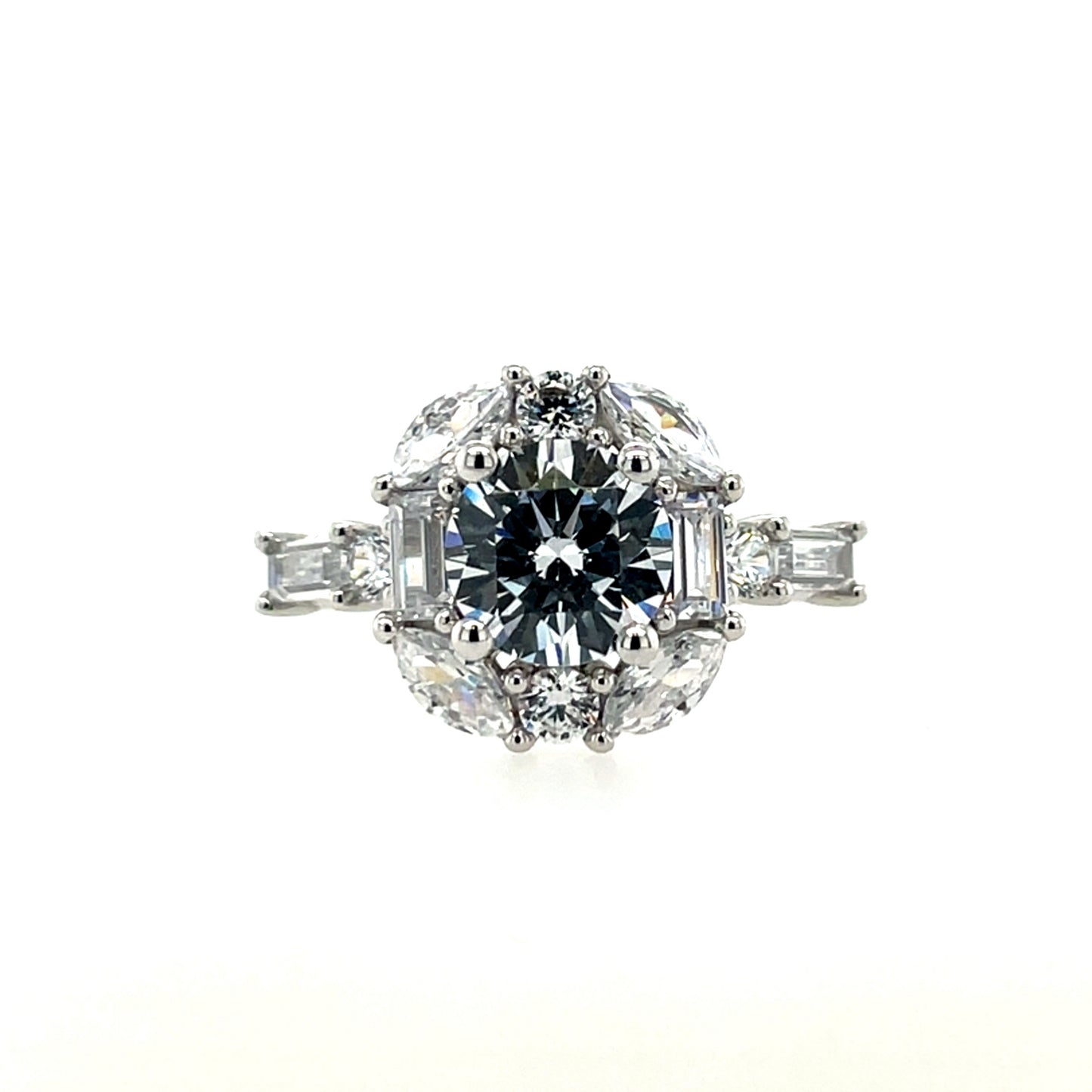 9ct White Gold CZ Large Cushion Ring WRZ158