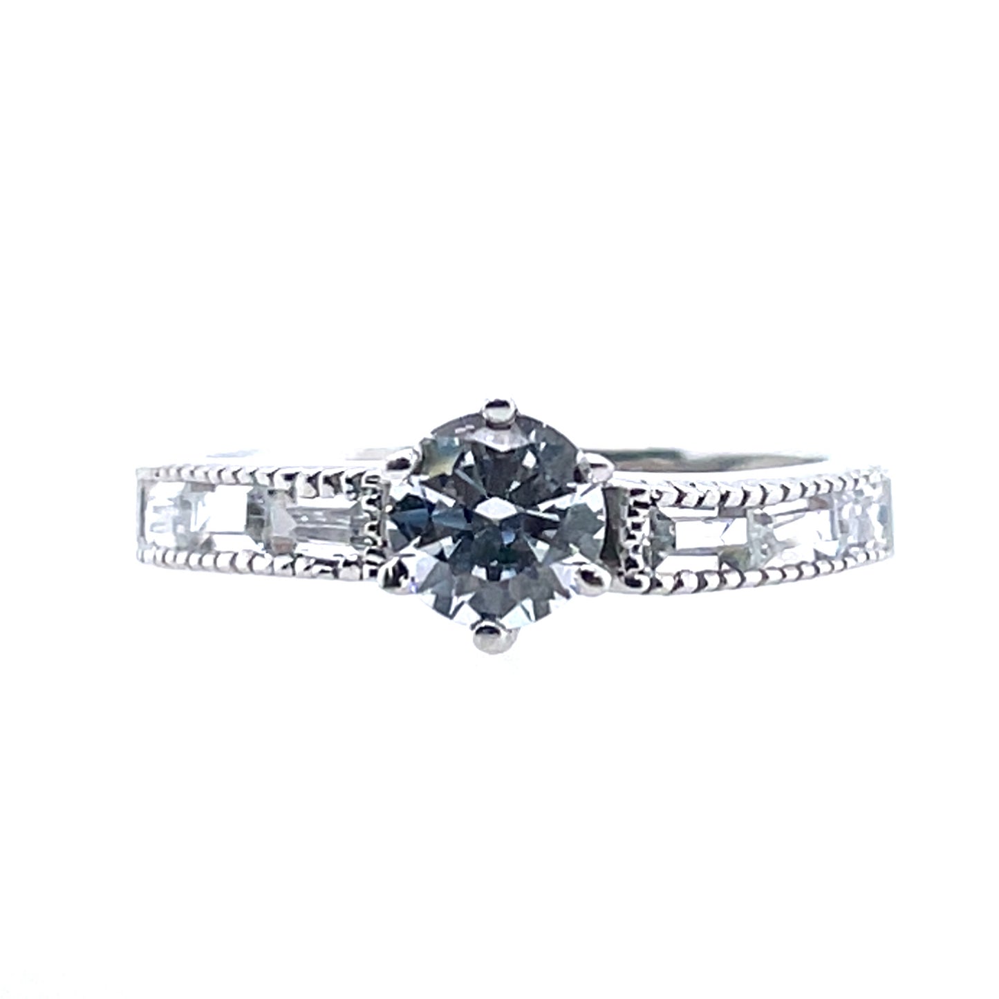9ct White  Gold Classic CZ Solitaire Ring WRZ020