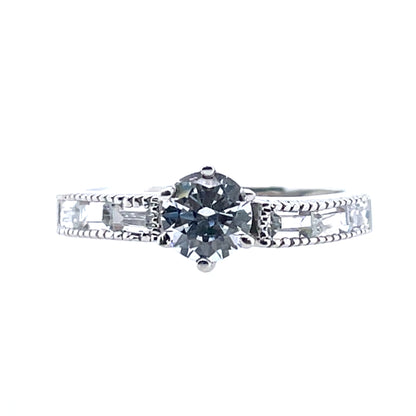 9ct White  Gold Classic CZ Solitaire Ring WRZ020