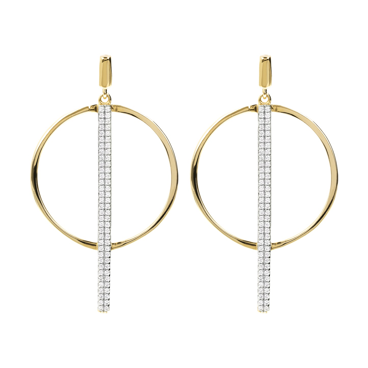 Bronzeallure Golden Pendant Drop Earrings and Cubic Zirconia Pavé Element WSBZ01152Y.Y