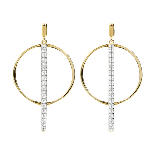 Bronzeallure Golden Pendant Drop Earrings and Cubic Zirconia Pavé Element WSBZ01152Y.Y