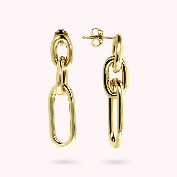 Bronzeallure Golden Drop Earrings with Alternate Links WSBZ01578Y.Y