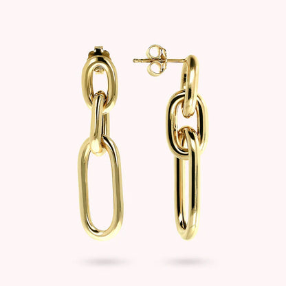 Bronzeallure Golden Drop Earrings with Alternate Links WSBZ01578Y.Y