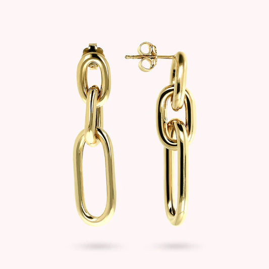 Bronzeallure Golden Drop Earrings with Alternate Links WSBZ01578Y.Y