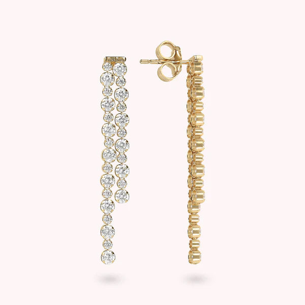 Bronzeallure Golden Tennis Double Earrings with Cubic Zirconia WSBZ01589Y.Y