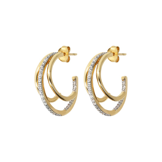 Bronzeallure Golden Hoop Earrings with Cubic Zirconia WSBZ01595Y.Y