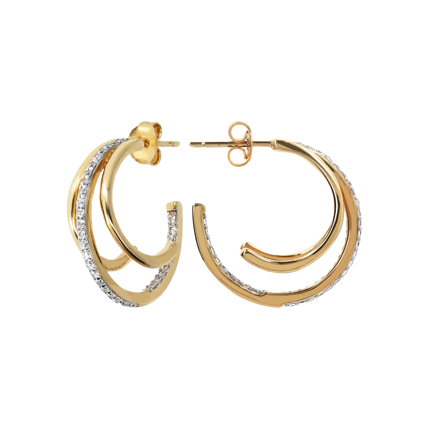 Bronzeallure Golden Hoop Earrings with Cubic Zirconia WSBZ01595Y.Y