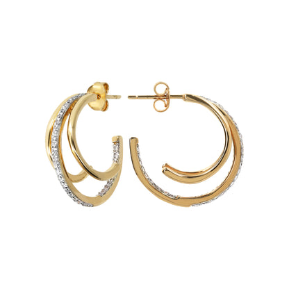 Bronzeallure Golden Hoop Earrings with Cubic Zirconia WSBZ01595Y.Y