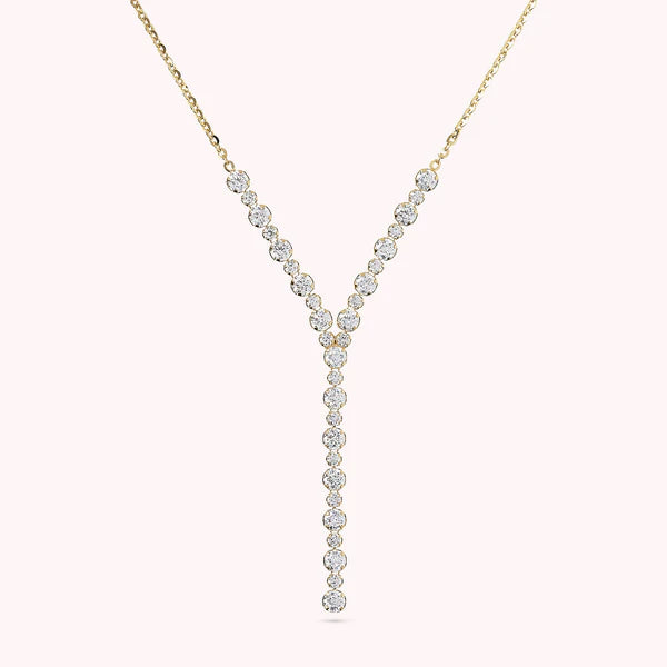 Bronzeallure Golden Tie Necklace with Tennis Centerpiece in Cubic Zirconia WSBZ01597Y.Y