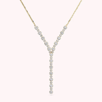 Bronzeallure Golden Tie Necklace with Tennis Centerpiece in Cubic Zirconia WSBZ01597Y.Y
