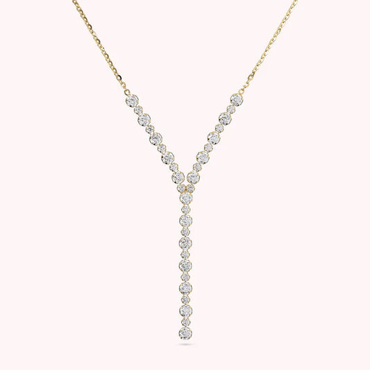Bronzeallure Golden Tie Necklace with Tennis Centerpiece in Cubic Zirconia WSBZ01597Y.Y
