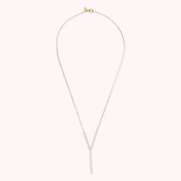 Bronzeallure Golden Tie Necklace with Tennis Centerpiece in Cubic Zirconia WSBZ01597Y.Y