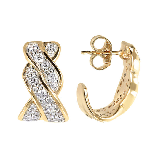 Bronzeallure Golden Woven Earrings with Cubic Zirconia WSBZ01833Y.W