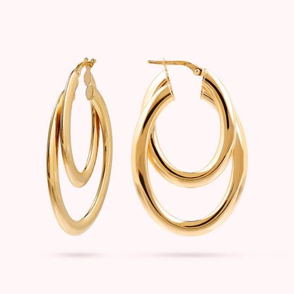 Bronzeallure Golden Thin Double Hoop Earrings WSBZ02045Y.Y