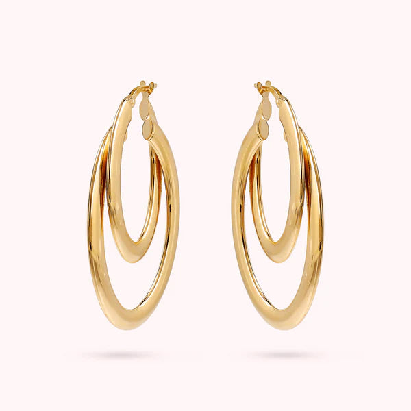 Bronzeallure Golden Thin Double Hoop Earrings WSBZ02045Y.Y