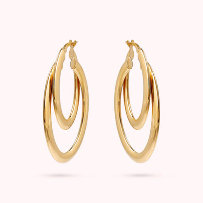 Bronzeallure Golden Thin Double Hoop Earrings WSBZ02045Y.Y