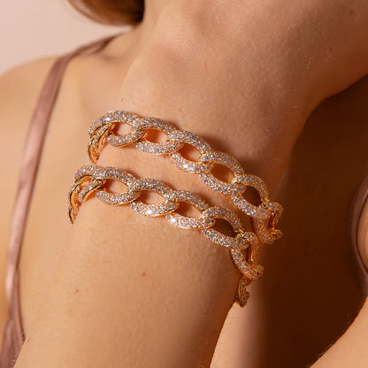Bronzeallure Golden Grumetta Chain Bracelet with Cubic Zirconia Pavé WSBZ02269Y.WR